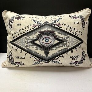 Ouija Board Eye Decorative Throw Pillow - Neutral Black & Blue Accents